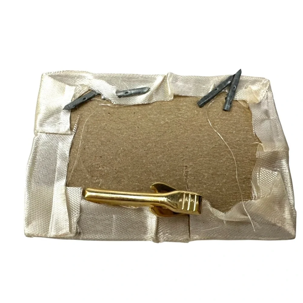 Vintage 1950'S Engraved Fish Pattern Tie Clip and Cuff Links Set  Gold Tone
